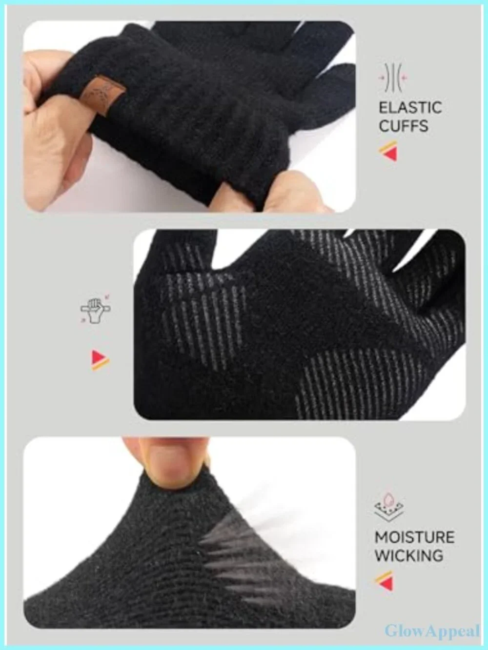 Merino Wool Touchscreen Gloves Non-Slip Knitted Winter Gloves for Men Women